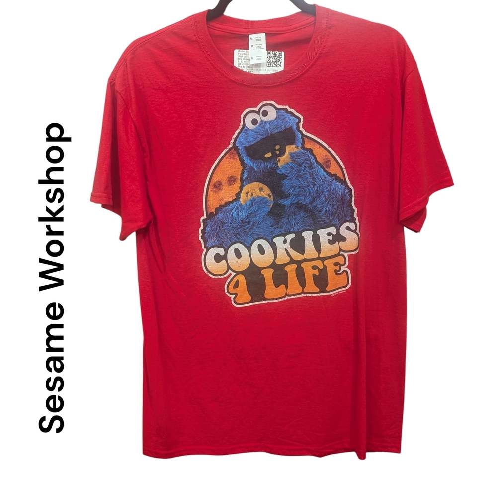 Sesame Street | Cookies 4 Life Short Sleeve Cookie Monster GraphicTee | Red |Med